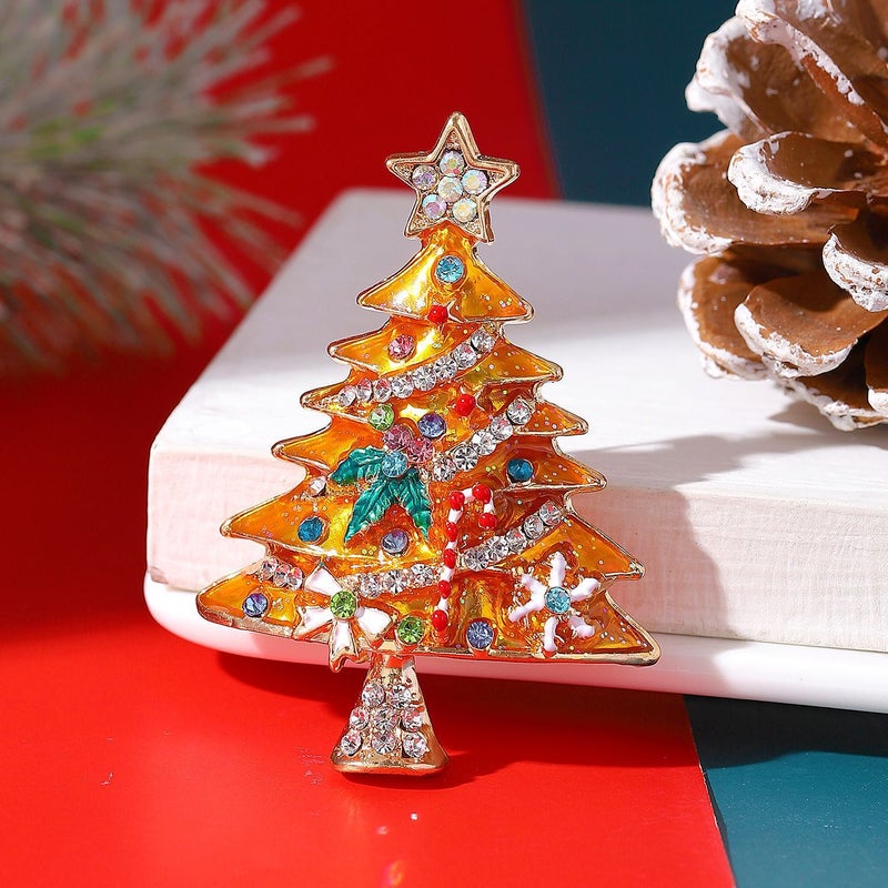 New Diamond-Encrusted Christmas Tree Brooch Women'S Ins Style Creative Design Colorful Christmas Pin Accessories Trendy - Image 4